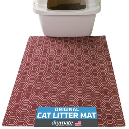 Picture of Drymate Original Cat Litter Mat, Contains Mess from Box, Protects Floors, Urine-Proof, Machine Washable, Soft on Kitty Paws, Absorbent, Waterproof (USA Made, Recycled Content) (20”x28”)(Red Hex)