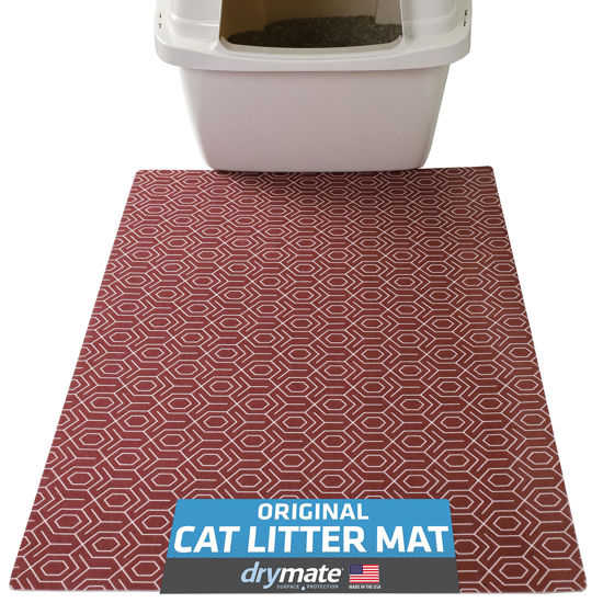 Picture of Drymate Original Cat Litter Mat, Contains Mess from Box, Protects Floors, Urine-Proof, Machine Washable, Soft on Kitty Paws, Absorbent, Waterproof (USA Made, Recycled Content) (20”x28”)(Red Hex)