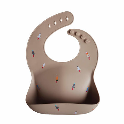 Picture of mushie Silicone Baby Bib | Adjustable Fit Waterproof Bibs (Rocket Ship)