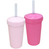 Picture of Re-Play Made in USA 2 Pack Straw Cups for Toddlers, 10 Oz. - Reusable Kids Cups with Straws and Lids, Dishwasher/Microwave Safe - Toddler Cups with Straws 3.13" x 5.5", Bright Pink/Ice Pink