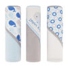 Picture of Cudlie Buttons & Stitches Baby Boy 3 Pack Rolled/Carded Hooded Towels in Dream Big Whale Print Cotton (GS71724)