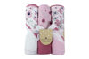 Picture of Cudlie Buttons & Stitches Baby Girl 3 Pack Rolled/Carded Hooded Towels in Crisp Blossom Print (GS71728)