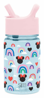 Picture of Simple Modern Disney Minnie Mouse Kids Water Bottle Plastic BPA-Free Tritan Cup with Leak Proof Straw Lid | Reusable and Durable for Toddlers, Girls | Summit Collection | 12oz, Minnie Mouse Rainbows