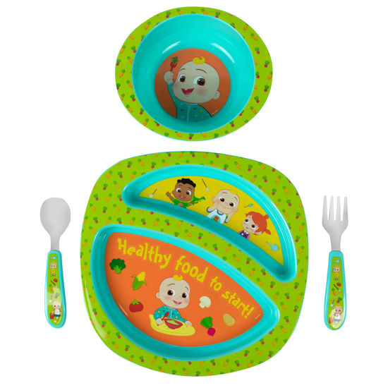 Picture of The First Years CoComelon Dinnerware Set - Toddler Plates and Toddler Utensils- 4 Count