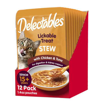 Picture of "Hartz Delectables Stew Senior Lickable Wet Cat Treats, Chicken & Tuna 1.4 Ounce (Pack of 12)"