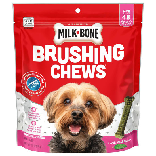 Picture of Milk-Bone Fresh Breath Brushing Chews, 48 Mini Daily Dental Dog Treats Scrubbing Action Helps Clean Teeth