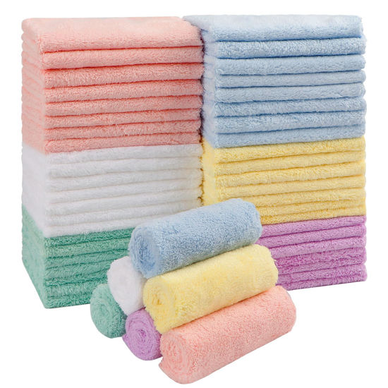 Picture of HOMEXCEL Baby Washcloths 50 Pack, Microfiber Coral Fleece Baby Bath Face Towel 7 x 9 Inch Extra Absorbent and Soft Burp Cloth and Wash Cloths for Newborn,Infants and Toddlers, Gentle On Sensitive Skin