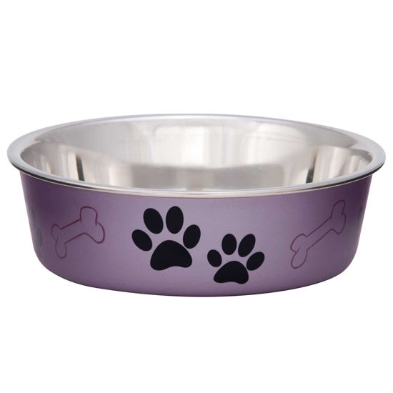 Picture of Loving Pets - Bella Bowls - Dog Food Water Bowl No Tip Stainless Steel Pet Bowl No Skid Spill Proof (Large, Grape Purple)