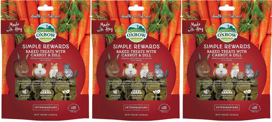 Picture of Oxbow 3 Pack of Carrot and Dill Simple Rewards Small Pet Treats, 3 Ounces Each, with Hay