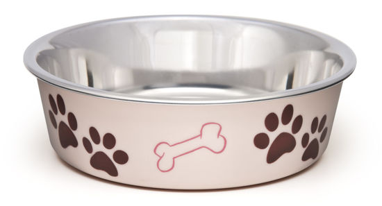 Picture of Loving Pets - Bella Bowls - Dog Food Water Bowl No Tip Stainless Steel Pet Bowl No Skid Spill Proof (Large, Paparazzi Pink)