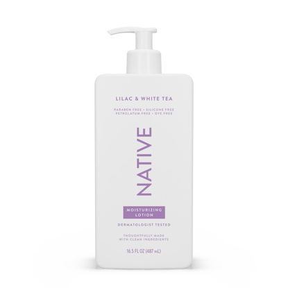 Picture of Native Body Lotion Contains Naturally Derived Plant-Based Moisturizers for Women and Men | Restores Dry Skin, Lilac & White Tea, 16.5 fl oz