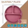 Picture of BraveJusticeKidsCo. | SiliSteel™ 2 Pack Silicone Plate for Big Kids | Divided Toddler 2 Pack Plates with Three Compartments for Self Feeding | Dishwasher Safe | Patent Pending (Dusty Rose)