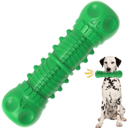 Picture of ZIKATON Dog Squeaky Toys for Aggressive Chewers, Durable Dog Chew Toys for Large Medium Breed Dog, Dog Toys, Tough Durable Dogs Toys with Natural Rubber (Green, for Larege Dogs)