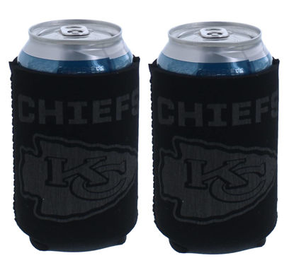 Picture of Football Can & Bottle Holder Insulator Beverage Huggie Cooler (Kansas City Tonal Black Can 2-Pack (Chiefs))