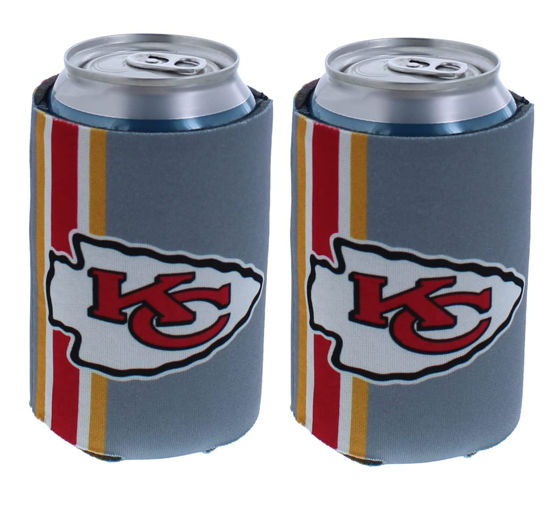 Picture of Football Can & Bottle Holder Insulator Beverage Huggie Cooler (Kansas City Grey Can 2-Pack (Chiefs))