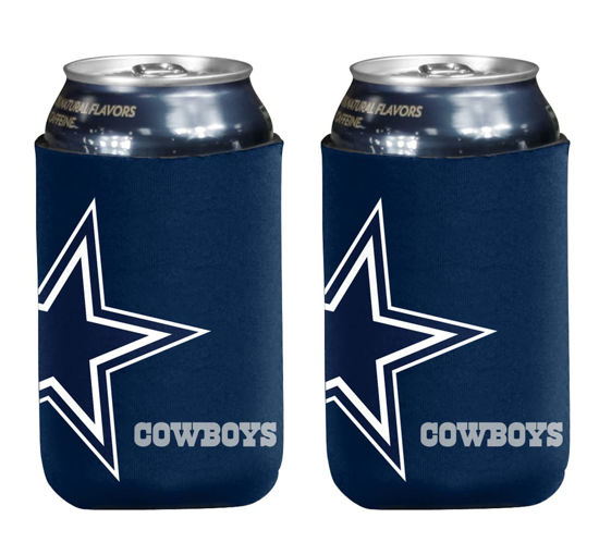 Picture of Football Can & Bottle Holder Insulator Beverage Huggie Cooler (Dallas Blue (Cowboys) - Collapsible Can 2-Pack)