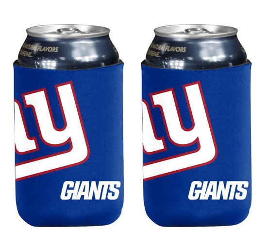 Picture of Football Can & Bottle Holder Insulator Beverage Huggie Cooler (New York (Giants) - Collapsible Can 2-Pack Blue)