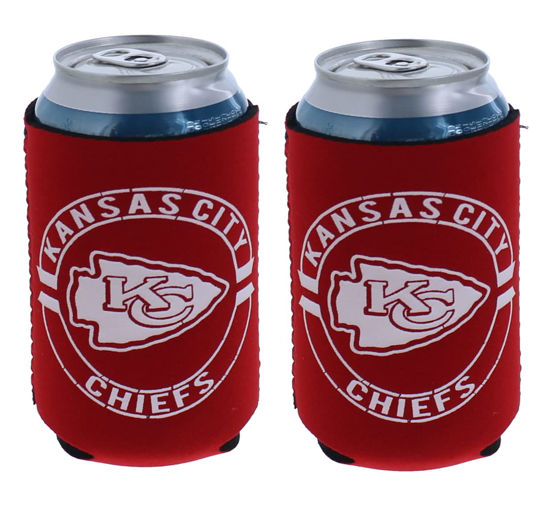 Picture of Football Can & Bottle Holder Insulator Beverage Huggie Cooler (Kansas City Red Basic Can 2-Pack (Chiefs))