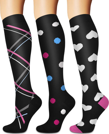 Picture of Sooverki 3/5 Pairs Compression Socks Women & Men - Best Medical,Nursing,Hiking,Travel & Flight Socks-Running & Fitness (S/M)