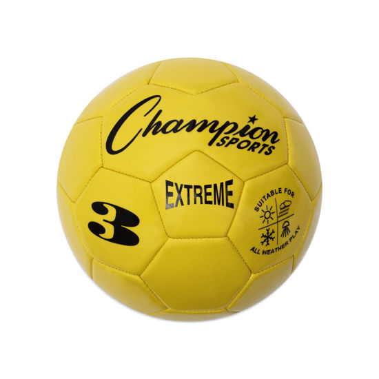 Picture of Champion Sports Extreme Series Soccer Ball, Size 3 - Youth League, All Weather, Soft Touch, Maximum Air Retention - Kick Balls for Kids Under 8 - Competitive and Recreational Futbol Games, Yellow