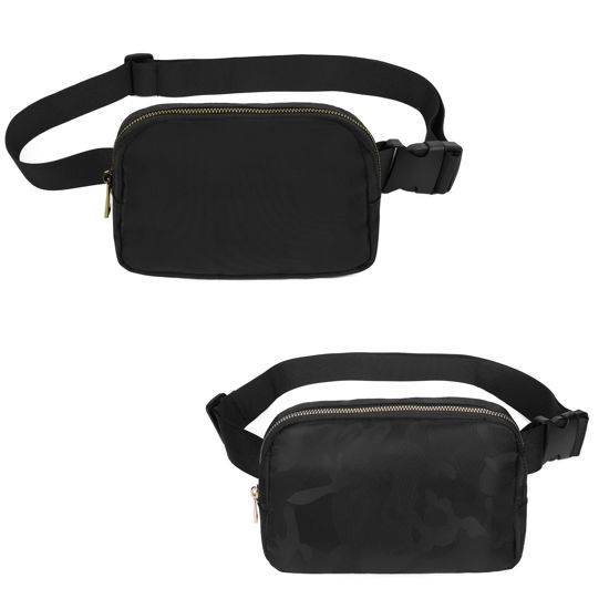 Picture of VOROLO Waist Pack for Running Fanny Pack for Women and Men Crossbody Belt Bag Bum Bag with Adjustable Strap for Sports Black+Camo Black