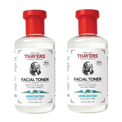 Picture of THAYERS Alcohol-Free, Hydrating, Unscented Witch Hazel Facial Toner with Aloe Vera Formula, Vegan, Dermatologist Tested and Recommended, 8.5 Oz (Pack of 2)