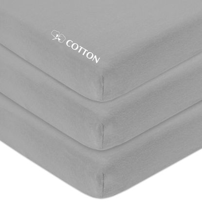 Picture of American Baby Company 3 Pack Fitted Mini Crib Sheet 24" x 38", Soft Breathable Neutral 100% Cotton Jersey Portable Sheet, Gray, for Boys and Girls, Fits Most Pack N Play Mattresses