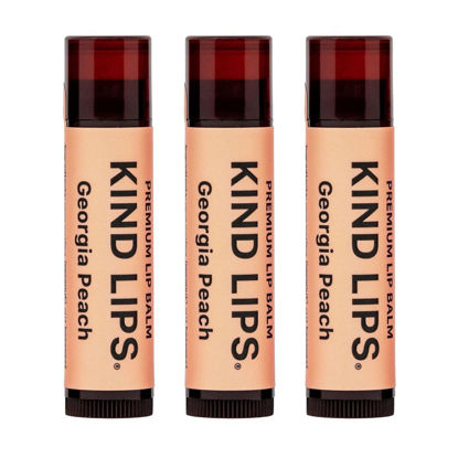 Picture of Kind Lips Lip Balm, Nourishing Soothing Lip Moisturizer for Dry Cracked Chapped Lips, Made in Usa With 100% Natural USDA Organic Ingredients, Georgia Peach Flavor, Pack of 3