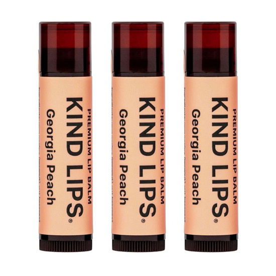 Picture of Kind Lips Lip Balm, Nourishing Soothing Lip Moisturizer for Dry Cracked Chapped Lips, Made in Usa With 100% Natural USDA Organic Ingredients, Georgia Peach Flavor, Pack of 3