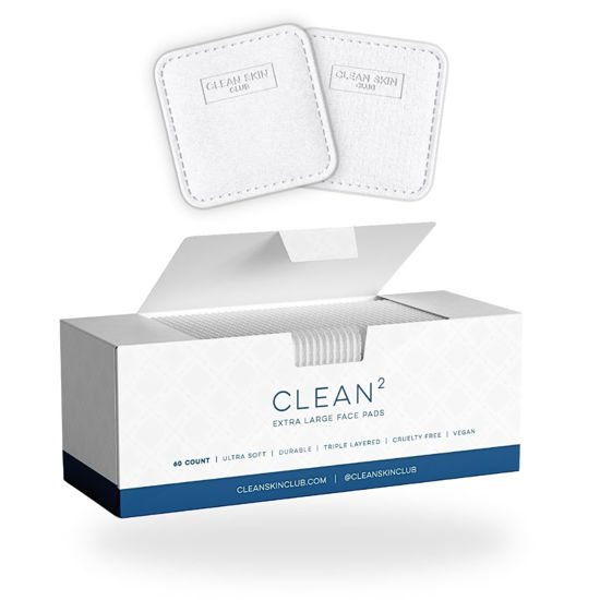 Picture of Clean Skin Club Clean² Pads 2.0 [NEW & IMPROVED EDGES] Guaranteed Not to Shed & Tear, Unique Triple Layers, Textured Side & Ultra Soft Side, Organic Disposable Cotton, Pair with Makeup Remover 2 pack