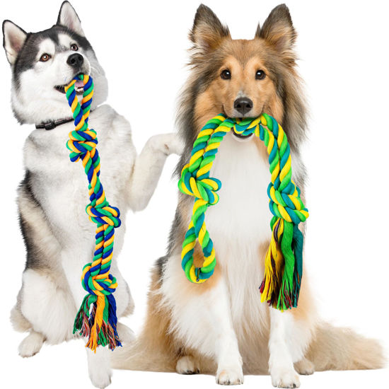 Picture of Dog Chew Toys for Aggressive Chewers, Indestructible Dog Toys for Large Dogs Aggressive Chewers, Tough Puppy Teething Chew Toys for Boredom, Dog Rope Toys for Medium to Large Breed, Tug of War Dog Toy