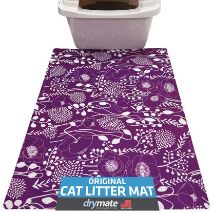 Picture of Drymate Original Cat Litter Mat, Contains Mess from Box for Cleaner Floors, Urine-Proof, Soft on Kitty Paws -Absorbent/Waterproof- Machine Washable, Durable (USA Made) (20”x28”)(Good Medicine Plum)