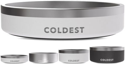 Picture of Coldest Dog Bowl - Anti Rust Metal & Non Slip Dog Bowls Large, Spill Proof Heavy Duty 3 Layers Insulated Dog Bowl - Food and Water Bowl for Dogs, Cats & Pets, Dishwasher Safe (21 oz, Epic White)