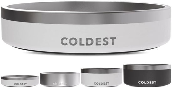 Picture of Coldest Dog Bowl - Anti Rust Metal & Non Slip Dog Bowls Large, Spill Proof Heavy Duty 3 Layers Insulated Dog Bowl - Food and Water Bowl for Dogs, Cats & Pets, Dishwasher Safe (21 oz, Epic White)