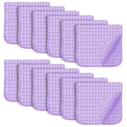 Picture of SWEET DOLPHIN 12 Pack Muslin Burp Cloths Large 100% Cotton Hand Washcloths for Baby - Baby Essentials Extra Absorbent and Soft Boys & Girls Milk Spit Up Rags for Newborn Registry - Purple, 20" X10"