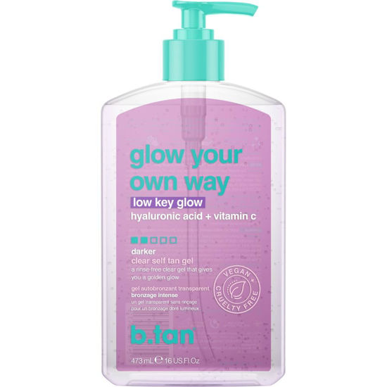 Picture of b.tan Dark Clear Self Tan Gel | Glow Your Own way, Low Key Glow - Transfer-Resistant Sunless Tanning Gel, Packed with Hyaluronic acid & Vitamin C, 16 Fl Oz