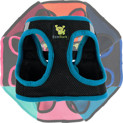 Picture of EcoBark Step in Dog Harness - Eco-Friendly Dog Harnesses for Small and Medium Breed Dogs - Reflective and Adjustable Body Halter Vest - Soft Mesh Toy Breed Harness (Black and Teal, Large)