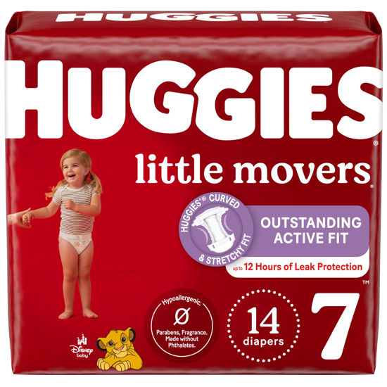 Picture of Huggies Size 7 Diapers, Little Movers Baby Diapers, Size 7 (41+ lbs), 14 Count