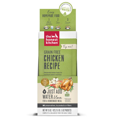 Picture of The Honest Kitchen Human Grade Dehydrated Grain Free Dog Food - Complete Meal or Dog Food Topper - Chicken 10-Pack of 1.5 oz Sachets