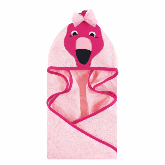 Picture of Hudson Baby Unisex Baby Cotton Animal Face Hooded Towel, Flamingo, One Size