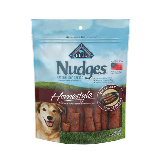 Picture of Blue Buffalo Nudges Homestyle Natural Dog Treats, Chicken and Pork, 18oz Bag