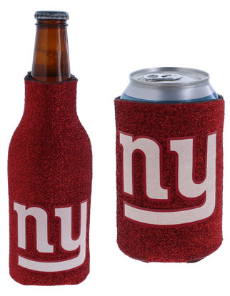 Picture of Football Can & Bottle Holder Insulator Beverage Huggie Cooler (New York (Giants) - Red Glitter)