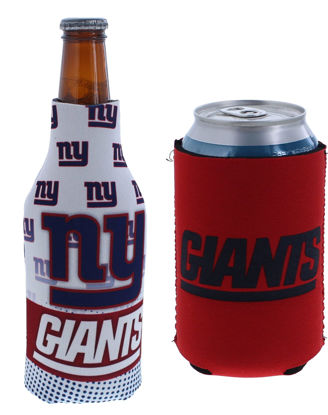 Picture of Football Can & Bottle Holder Insulator Beverage Huggie Cooler (New York (Giants) - 2Fer Red Can)