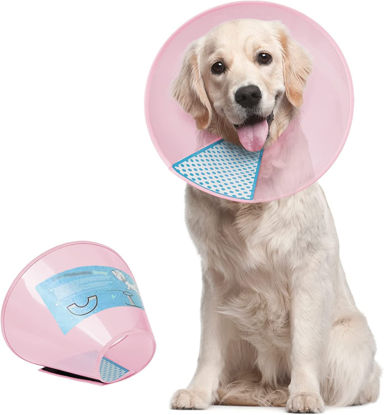 Picture of Supet Dog Cone Adjustable Pet Cone Pet Recovery Collar Comfy Pet Cone Collar Protective Collar for After Surgery Anti-Bite Lick Wound Healing Safety Practical Plastic E-Collar