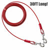 Picture of BV Dog Tie Out Cable 30 Feet - Dog Leads for Yard Heavy Duty - Up to 125 Pounds | Tie Out Cable for Dogs, Reflective Dog Lead, Dog Cable 30ft | Rust Free Dog Chain Outdoor | Dog Chain for Yard (Red)