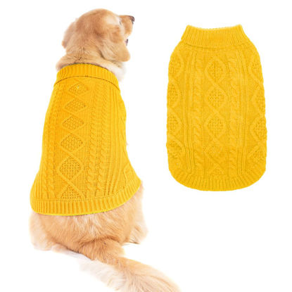 Picture of BINGPET Dog Knitted Sweaters - Turtleneck - Classic Cable Knit Dog Jumper Coat Warm Sweartershirts Outfits for Dogs Cats in Autumn Winter