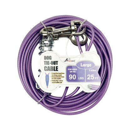 Picture of Petest 25ft Tie-Out Cable with Crimp Cover & Buffer Spring for Large Dogs Up to 90 Pounds