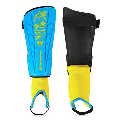 Picture of Vizari Soccer Shin Guard, Sky/Yellow, Small - Lightweight, Breathable, Kids & Adults Protection