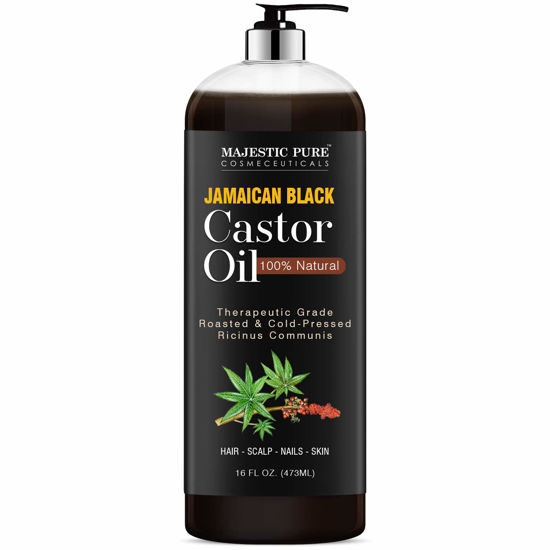 Picture of MAJESTIC PURE Jamaican Black Castor Oil for Hair Growth & Natural Skin Care - Roasted & Cold-Pressed - Massage, Scalp, Hair and Nails - 16 fl oz