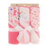 Picture of Cudlie Buttons & Stitches Baby Girl 3 Pack Rolled/Carded Hooded Towels in Butterfly Polka Prin - Hello Floral Dino